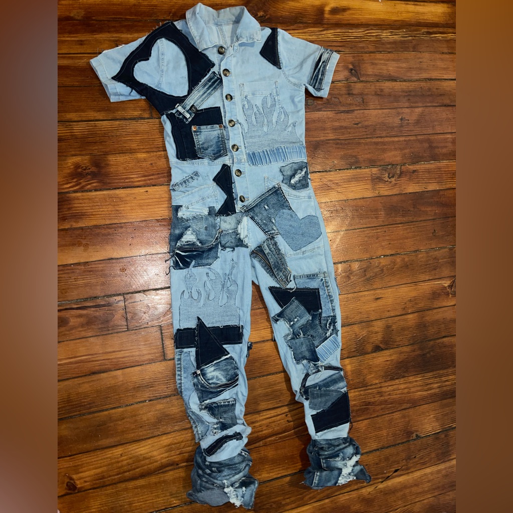 Denim Patchwork Jumpsuit